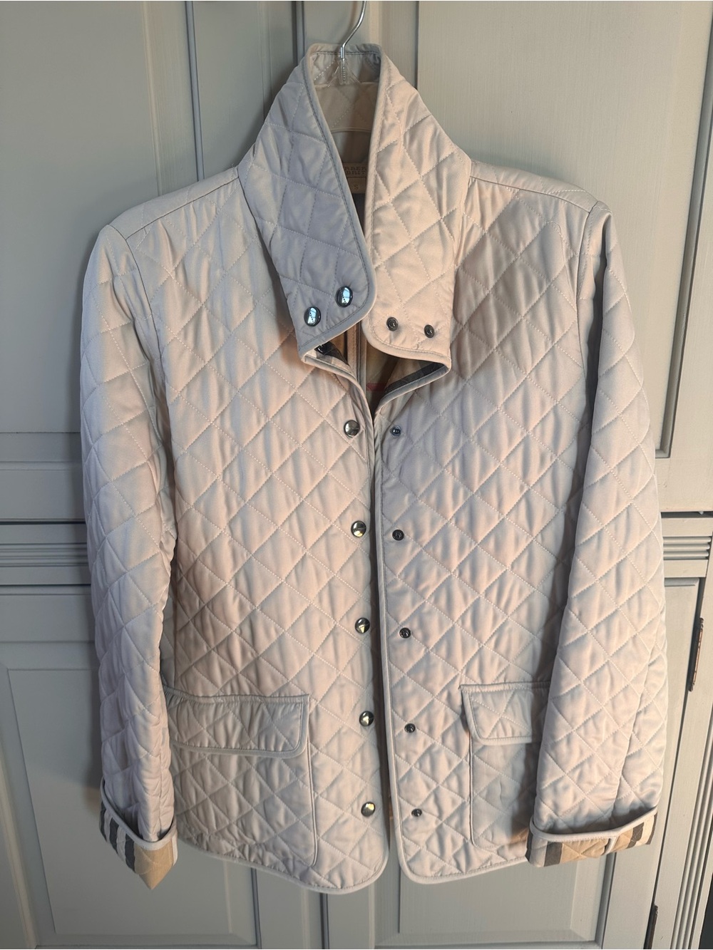 Burberry Brit Quilted Jacket Nova Check Lined Cream Beige Women's S